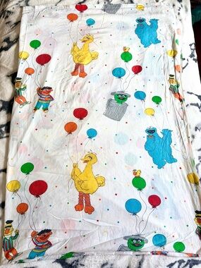 1991 Vintage Sesame Street TWIN Flatbed Bed Sheet